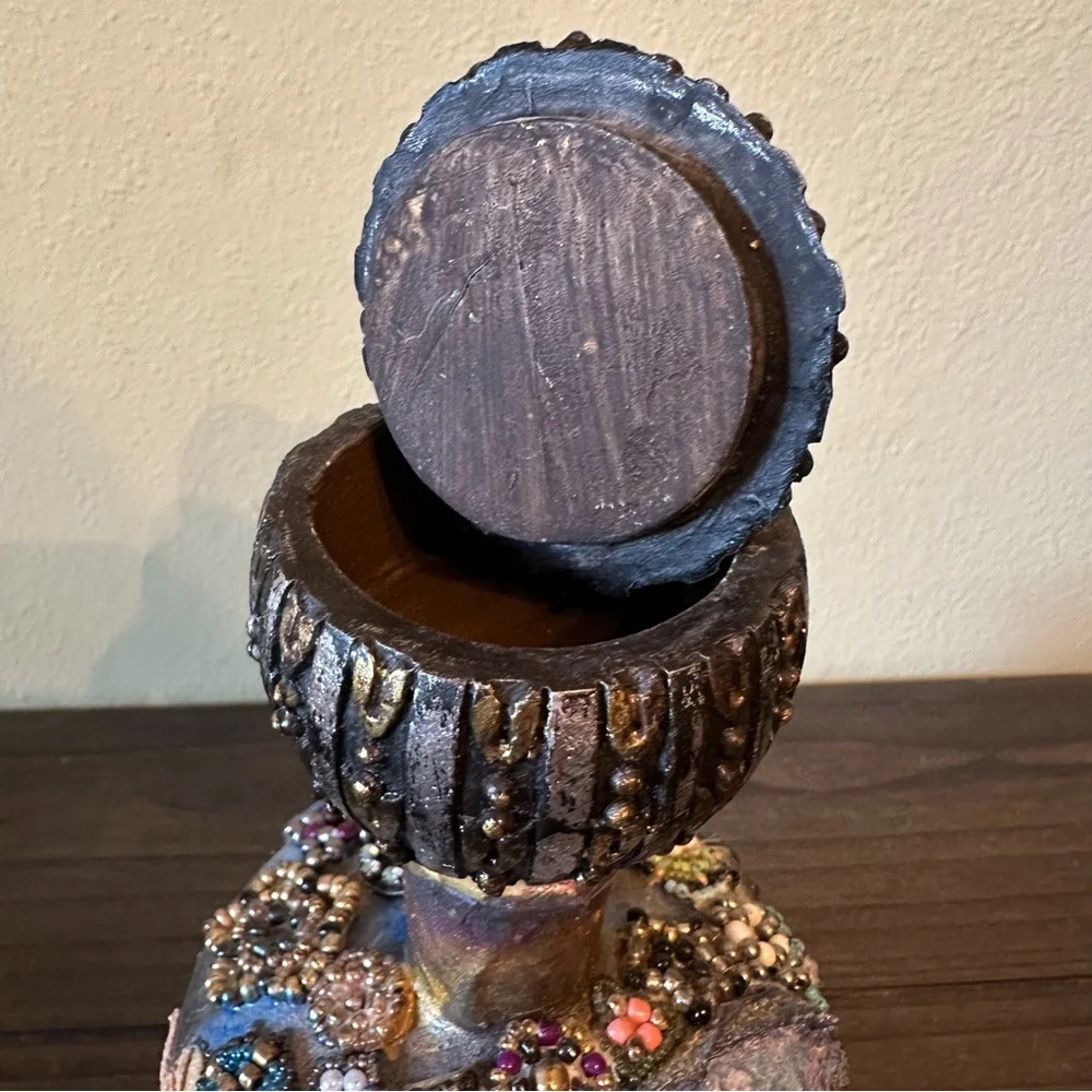 Boho Bohemian Luxe Bejeweled Decorative‎ Bottle Vase Vintage